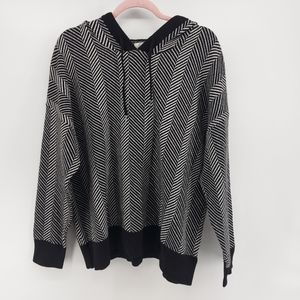 Joie black and white chevron hodded knit sweater